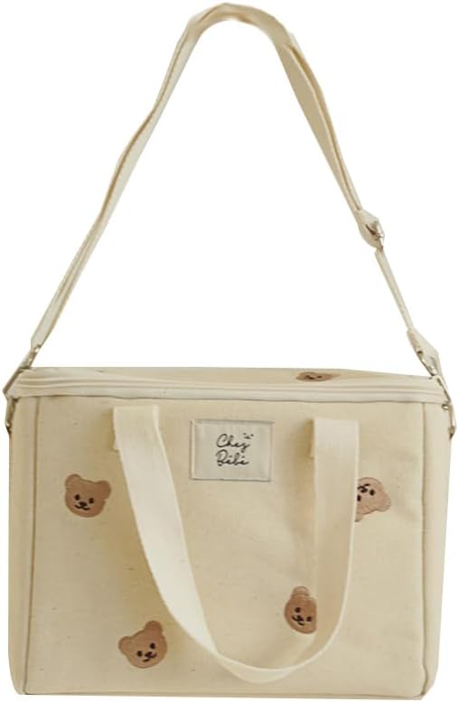 RICHTRUE Kawaii Lunch Bag for Girls Lunch Box Insulated Cute Lunch Bags for Women Insulated Lunch Box for Kids (Beige 2)