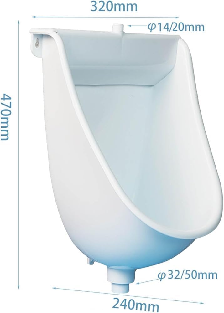 Wall-Mounted Commercial Plastic Waterless Urinal for Men - High-Efficiency Universal Washout Design with Hose, Urine Diverter for Bathroom, Garage & Outdoor Toi(Size:Concealed flush valve,Color:White)