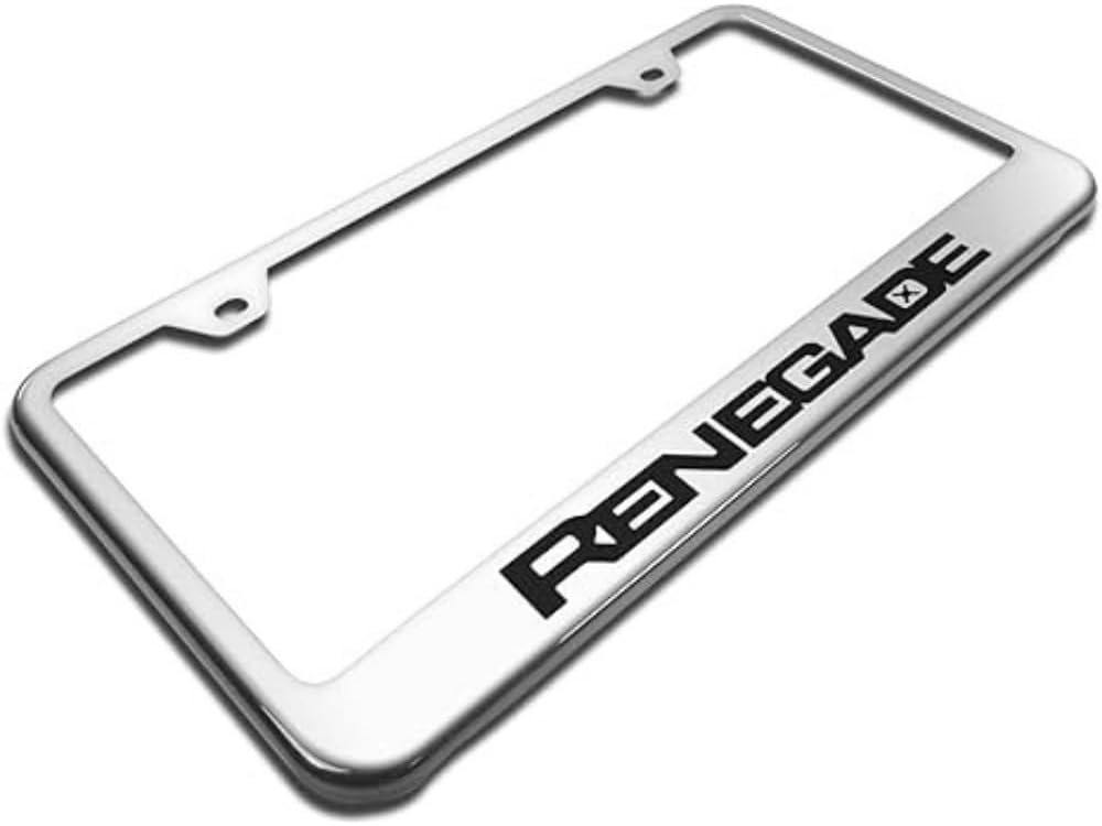 Au-Tomotive Gold, Inc. Officially Licensed Laser Etched Stainless Steel License Plate Frame for Jeep Renegade (Mirrored)
