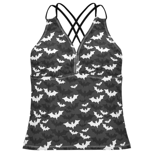 Women's Tankini Top Cross Back Swimsuits V-Neck Adjustable Straps Bathing Suits Top Only