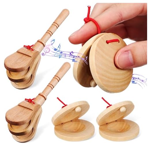 Kichvoe Castanholas Espanholas De Madeira Com Corda 4 Peças Castanholas De Percussão Manual De Madeira Tradicional Castanholas De Dedo Instrumentos Musicais De Percussão Placas De Ritmo