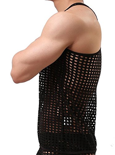 Mendove Men's Mesh See Through Muscle Fishnet Tank Top4