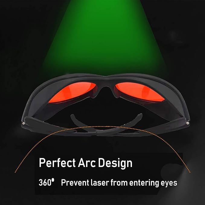 Gafas de seguridad láser profesionales de 180-540nm OD6+ para láser verde 532nm, UV/violeta y azul, ideales para grabado láser e iluminación láser, adecuadas para 405nm, 445nm, 450nm, 532nm, para