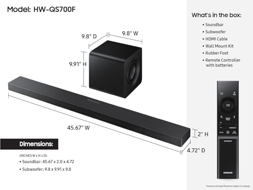 Image of Samsung Q-Series HW-Q800F 5.1.2CH Soundbar with Wireless Subwoofer, Dolby Atmos, Q-Symphony & Convertible Design for TV, Home Theater & Everyday Entertainment