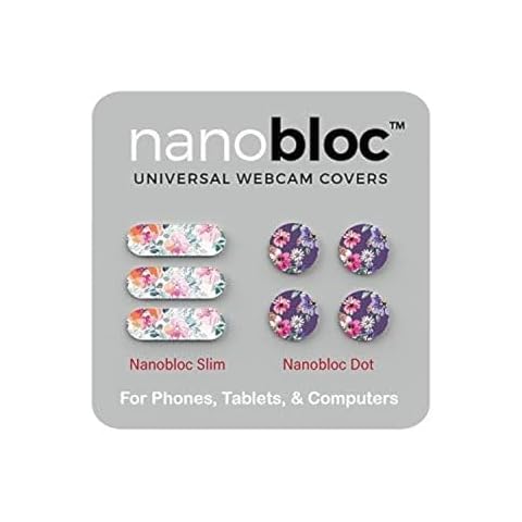 Eyebloc Nanobloc Universal Webcam Covers - Privacy Protection Accessory, No Residue Application - Dots and Bars, 7 Pieces - Floral Cover