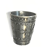 Texas State Metal Shot Glass - Pewter Design With Lone Star State Iconic Images