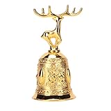 GLOGLOW Dekorative Handglocke, Handglocke Hand Bell Weihnachtsglocke für Empfang Dinner Shop Hotel Service Meditation Gebet Haustier Fütterung Dekorative, 4.6x2.1in (Golden)