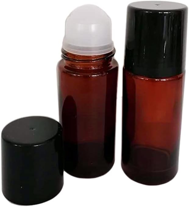 4 Pack 30ml/1 oz Amber Glass Roller Bottles Deodorant Roll On Bottles Travel Refillable DIY Deodorant Containers With Plastic Roller Ball For Fragrance Essential Oil Perfume - Image 3