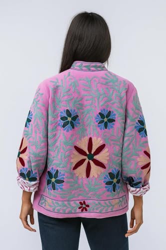 Kantha Short Kimono Cotton Jacket – Stylish Bohemian Cotton Jacket Gift for Her, Lightweight & Comfortable, Perfect for Spring & Summer Wear2
