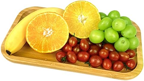 Bamboo Serving Tray,Natural Bamboo Wood Decorative Rustic Trays, Great for Dinner Trays, Tea Tray, bar Tray, Breakfast Tray, or Any Food Tray