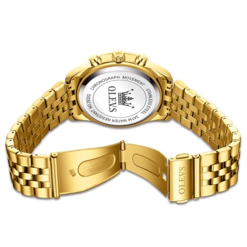 Image of OLEVS Watch for Men Analog Quartz Stainless Steel Moon Phase Calendar Chronograph Diamond Watches Waterproof Wrist Watch Luminous