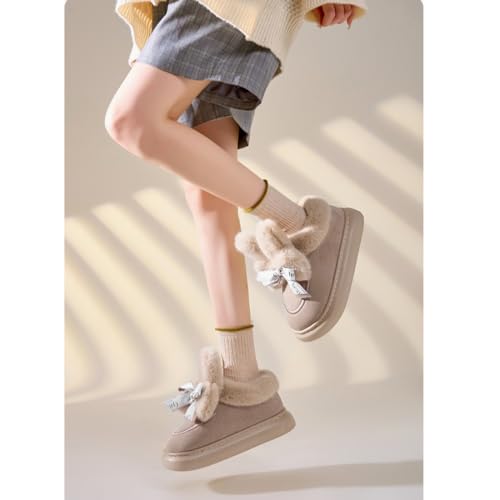 Tokisaki Cute Bow-tie Bunny Slippers for Women Rabbit Comfy Slippers Animal House Shoes Anti-Slip Snow Boots Easter Gifts3