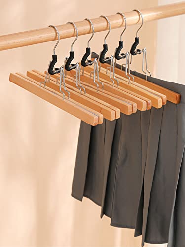 Tosnail 12 Pack Wooden Skirt Pants Hangers With 360° Swivel Hook, Non Slip Slack Hanger, Jeans Hangers, Trouser Hanger, Wrinkle Free Clamp Closet Organizer #TOP7