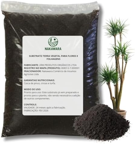 Substrato Terra Vegetal 10KG Adubada Orgânica Pronta Para Plantas...