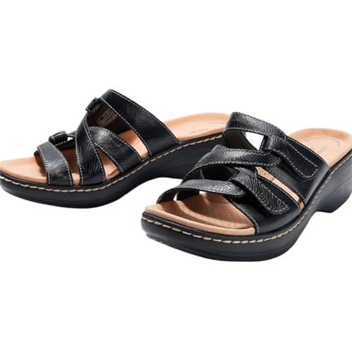 Summer Sandals for Women 2025 Orthopedic Open Toe Sandals Adjustable Strap Slip On Slippers Leather Platform Shoes2