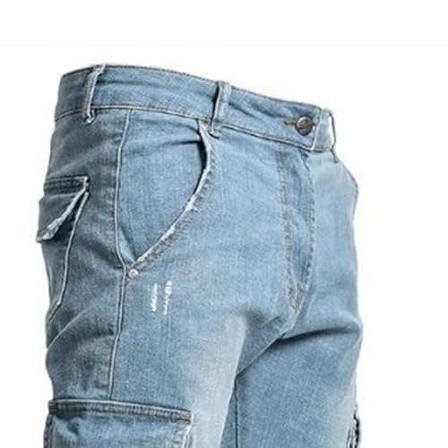 Men's Fashion Slim Fit Jeans Stretch Ripped Skinny Jeans Casual Denim Cargo Pants Jeans with Cargo Pockets3