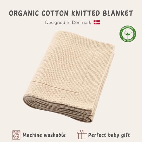 Image of 100% Organic Cotton Knit Receiving Baby Blanket for Newborns - Soft, Breathable Blanket for Crib & Stroller - Nursery Gift (Ultra Soft Fog)