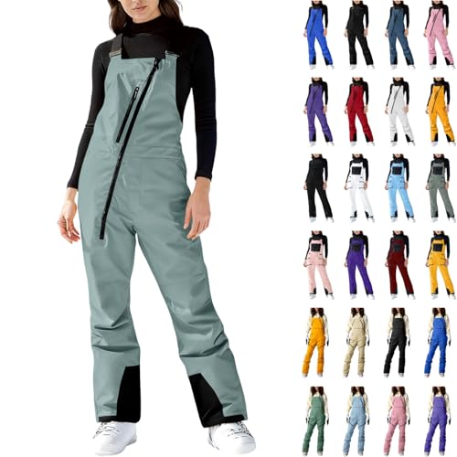 Skihose Damen Kurzgröße Skianzug Winddichte Schneehose Warm Latzhose Ski Hosen für Frauen Winter Snowboardhose Outdoor Schneeanzug Reißverschluss Skioverall Mode Softshellhose Wasserdicht Wanderhose
