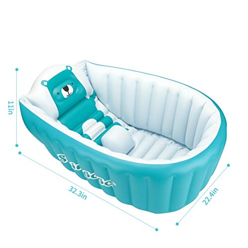 Shxkuan Inflatable Bathing Tub For Toddler,Non Slip Safety Thick Cushion Central Seat,Portable Travel Seat Baths Baby Swimming Pool For 0-5 Year(Blue) #TOP1