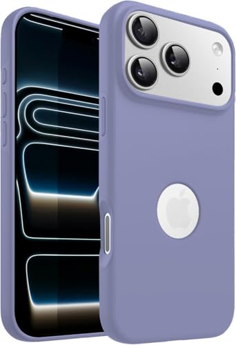 Elzzi Microfiber Cover Compatible for iPhone 17 Pro Case Liquid Silicone Cases Protective Covers Shockproof Back Cover with High Raised Camera Lips (Lavender Grey)
