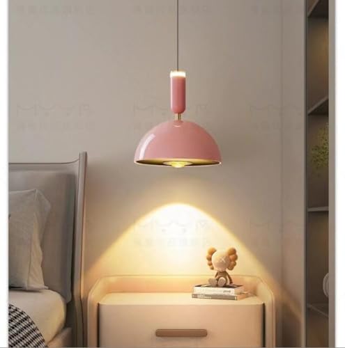 Lámpara colgante rosa para dormitorio con luz cálida sin fatiga visual