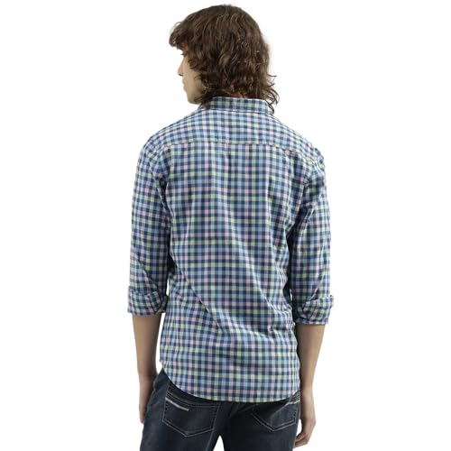 Image of United Colors of Benetton Slim Fit Spread Collar Checkered Shirt