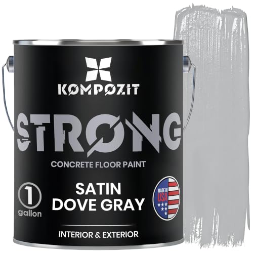 Acrylic Concrete & Garage Floor Paint - Satin Dove Gray - Indoor & Outdoor Use - Self-Priming Coating for Driveway Basement Porch Patio Cement Floor - Hot Tire Resistant - Made in USA - 1 Gallon