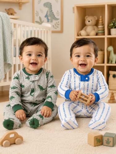Image of TuddyBuddy 100% Cotton Multi Color Zipper Romper Sleepsuit /Romper /Jumpsuit for Baby Boy & Baby Girl