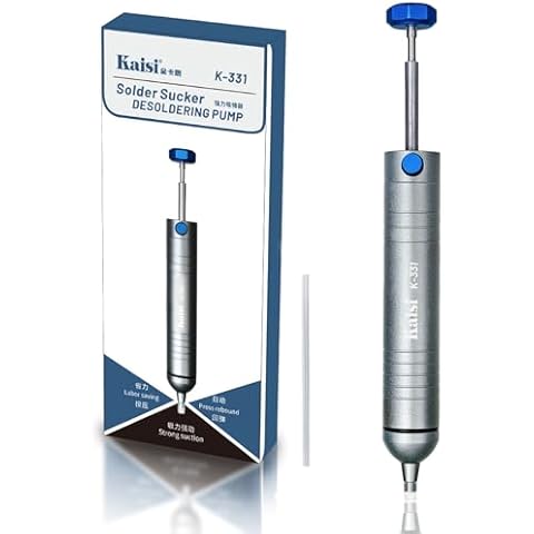 Kaisi Solder Sucker No Clog Desoldering Pump with Powerful Vacuum Suction Replaceable Heat Resistant Silicone Tube for Cooperate Soldering and Desolder Gun Iron Tool Conduct Solder Removing Cover