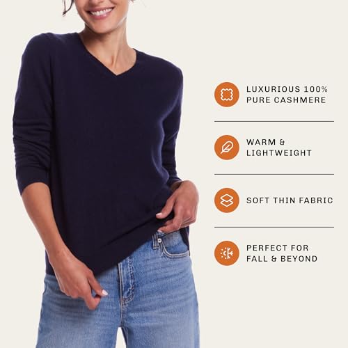 Weatherproof Vintage Women's Lightweight 100% Pure Thin Cashmere Sweater, Long Sleeve Sweatshirt, Casual Soft Pullover(XS-XL)2