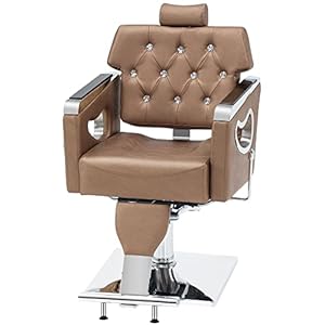 BarberPub Barber Chair Reclining Salon Chair for Hair Stylist, Antique Hair Spa Salon Styling Beauty Equipment 8132 (Gold)