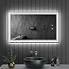 30 x 18 LED Bathroom Mirror with Lights Framed LED Mirror for Bathroom Backlit and Front Lighted Bathroom Mirror Black Square Aluminum Frame Anti-Fog Dimmable Vanity Shatter-Proof