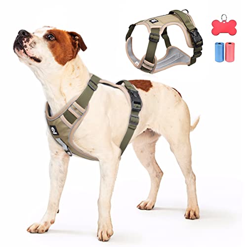 TVMALL Hundegeschirr Anti-Zug Brustgeschirr für Kleine, Mittelgroße und Große Hunde Arbeitsweste No Pull Reflektierende Taktisches Sicherheitsgeschirr mit Einem Trainingsgriff Einfach zu Kontrollieren Cover