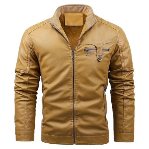 Veste de motard en cuir synthétique lisse imprimable pour homme en noir