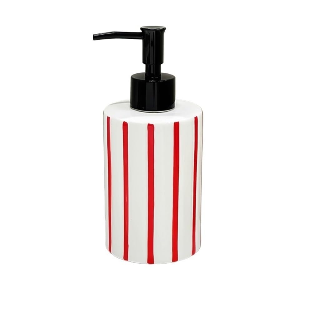 Distributeur de lotion à poussoir rouge pour une ambiance hôtel