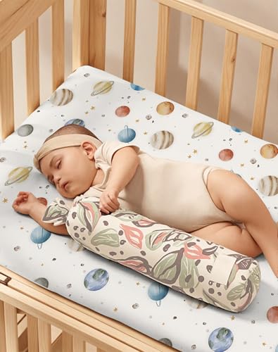 Image of Crib Sheets for Boys and Girls, 2 Pack Fitted Baby Sheets for Standard Toddler Mattress 28 inch x 52 inch, Soft Breathable Jersey Knit Baby Bedding (Stellar Adventure)