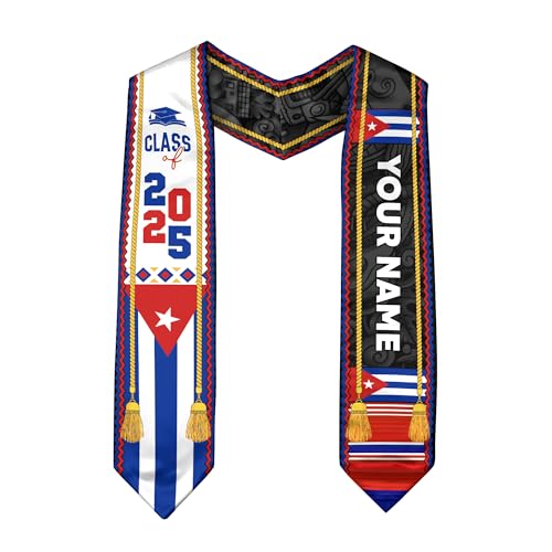 Customized Cuba Graduation Stole 2025, Custom Cuban Graduation Sash, Class of 2025 Sash, Cuban American Flag 2