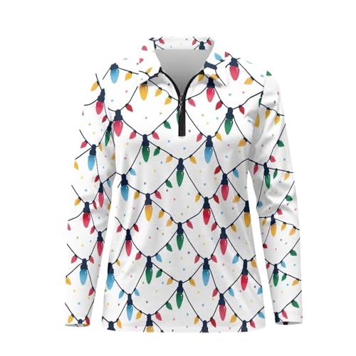 POLERO Women's Long Sleeve Golf Shirts Printed Long Sleeve Zip Up Shirt Athletic Casual Golf Tops4