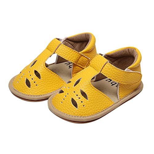 Baby Infant Boy Girl Sandals Shoes First Walking Shoes Soft Anti-Slip Rubber Sole Sneakers Fashion (Yellow, 8.5 Toddler)