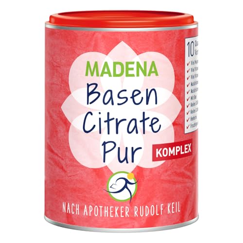 MADENA Premium BasenCitrate Pur Komplex nach Apotheker Rudolf Keil Citrat-Basenpulver vegan 240g das Original mit 100% organischen Basen viel Magnesiumcitrat Zink Kalium Calcium Acerola