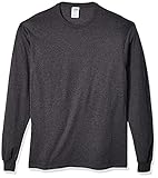 Soffe Men's Long-Sleeve Cotton T-Shirt, Charcoal Heather, Large