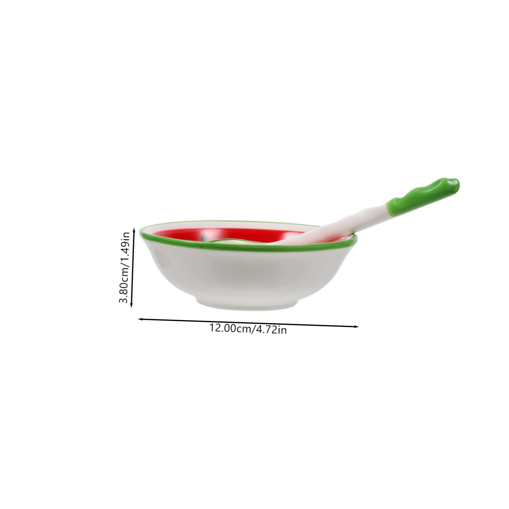 OFFSCH 1Set Cute Fruits Themed Ceramic Bowl and Spoon Adorable Watermelon Spoon Decorative Rice Bowl for Easy to Clean and for Soup and Snacks