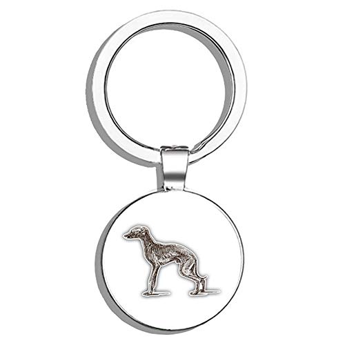 Glover Trading Italian Greyhound Dog Sketch Round Stainless Steel Metal Key Chain Keychain Ring...