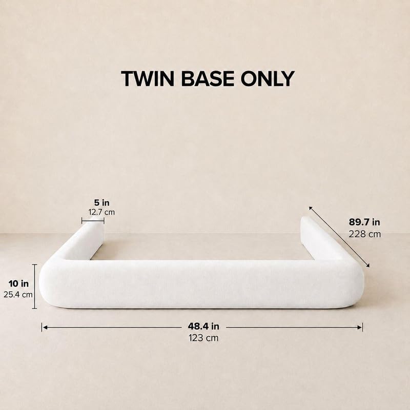 Image of Paros Twin Base ONLY - Includes Fabric + Foam Inserts - Each Piece Sold Separately - Removable Washable Soft Upholstered Air Frame Half Moon Round Cloud Bed - Black Linen
