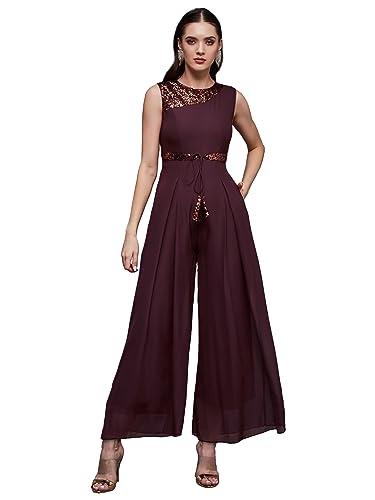 Image of Miss Chase Women's Keyhole Neck Regular Sleeve Regular Length Jumpsuit with Pockets