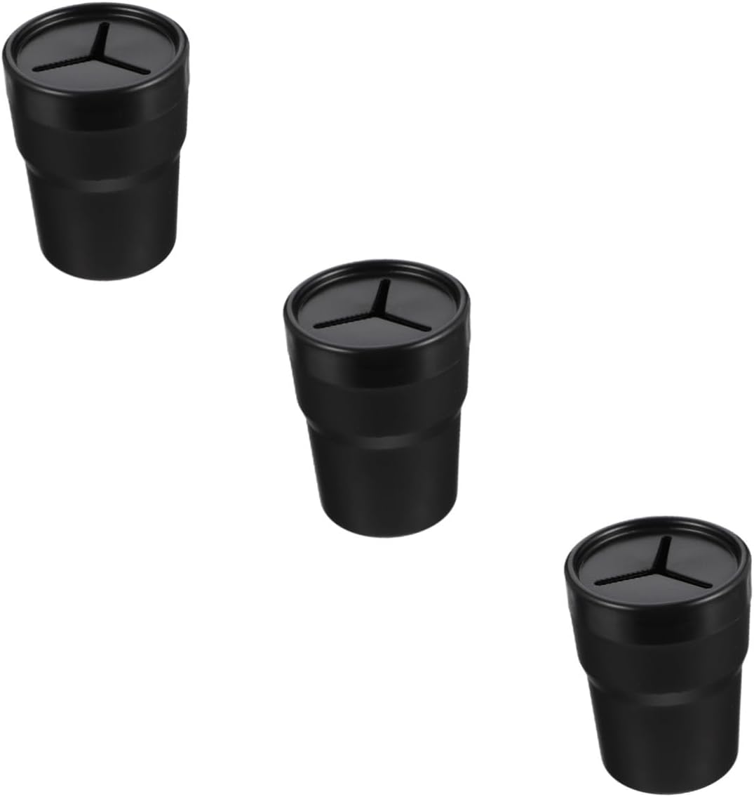 6 Pcs Garbage Can Dustbin Car Trash Bin Dirt Bike Accessories Trash Bin for Cars Car Trash Can with Lid Car Cup Basket Mini Truck Pvc Travel Small Storage Bucket/Black*3Pcs/10.2*8.2Cm*3Pcs
