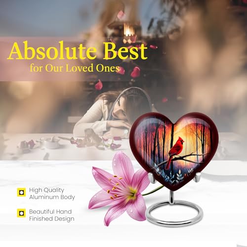 Image of Cardinal Bird Urn - Keepsake Cremation Urn for Human Ashes Adult Man - Mini Funeral Urns for Women - 3 Inch