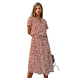 Caractéristiques: manches courtes, encolure ronde, taille, empreinte feuilletée, style bohémien, coupe normale.