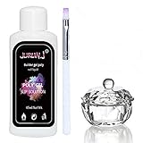 3pcs Poly Gel Nail Liquid Slip Solution 45ml for Glides Poly Gel Shaped Nail Soak Off Nail Liquid Poly Gel Nail Liquid Slip Solution for Acrylic Builder Gel Nail Extension,polygel brush,glass