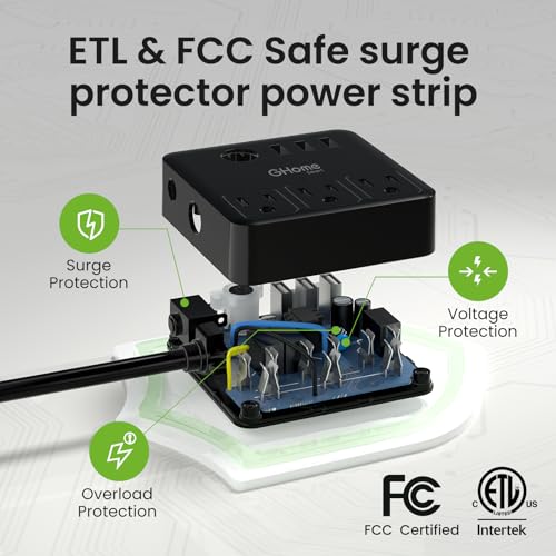 Image of GHome Smart Power Strip with 3 WiFi Outlets & 3 USB, Alexa & Google Home Compatible, ETL Listed Surge Protector Power Strip, App & Timer Control, Ideal for Lamps, Coffee Makers & Office (2.4GHz Only)